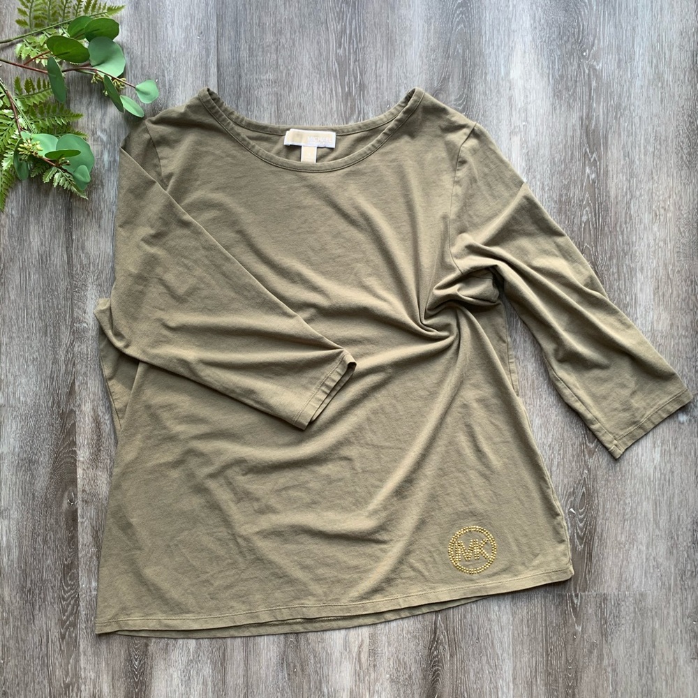 Michael Kors Quarter-Sleeve Relaxed Over-Sized Top